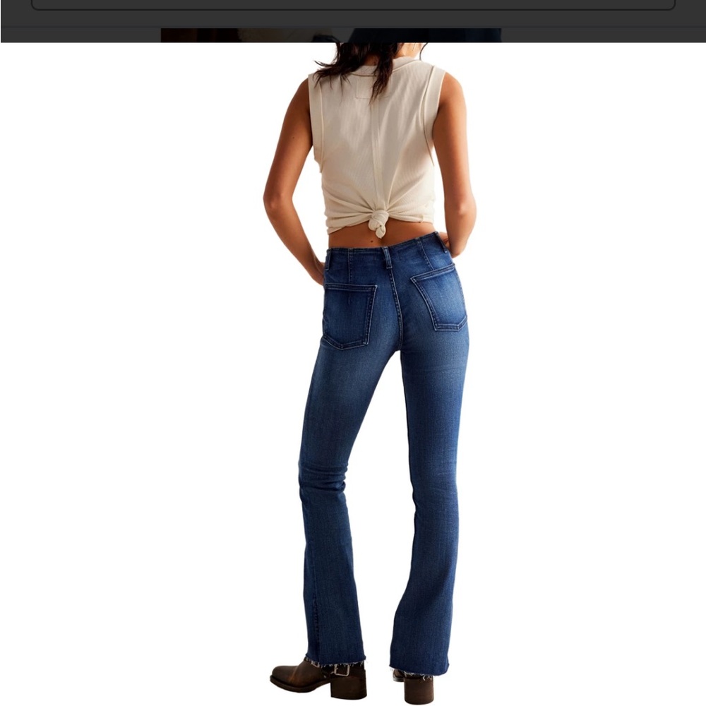 We the free level up slit flare jean in color night sky